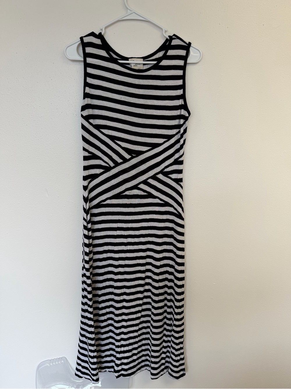 Beige by eci Black and White Striped Maxi Dress
